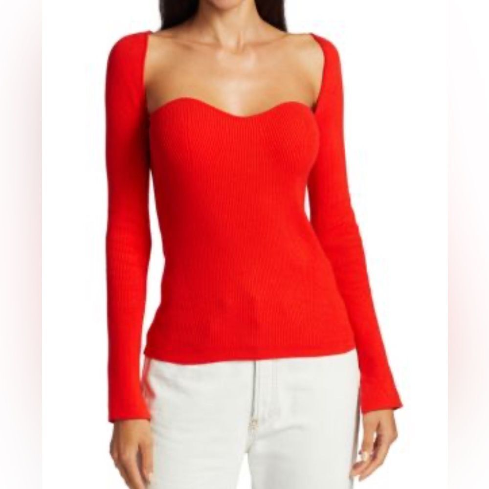 Eleven Six Mara Bustier Square Neckline Long Sleeve Top Sz Small